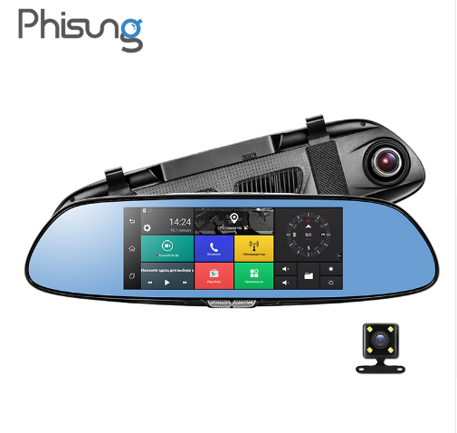 CAMERA HÀNH TRÌNH CAO CẤP PHISUNG C08 3G MÀN GƯƠNG 7 "ANDROID 5.0 GPS DVR XE VIDEO RECORDER BLUETOOTH WIFI DUAL LENS GƯƠNG CHIẾU HẬU DASH CAM