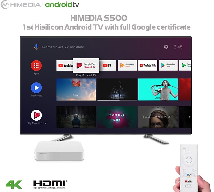 Tivi Box Android HIMEDIA S500 New 2020- Android TV 9.0 Chính Chủ - Có Remote Voice - HÀNG CHÍNH HÃNG