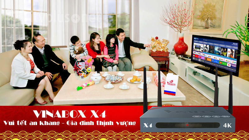 VINABOX X4 - 4 RÂU WIFI MẠNH MẼ - ÂM THANH DOLBY - TÌM KIẾM GIỌNG NÓI